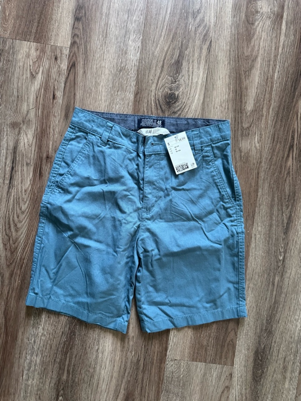 H&M boys Teal Flat Front Cotton Shorts